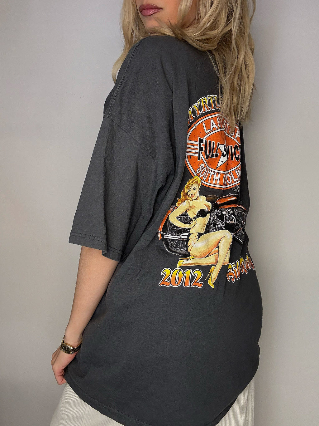 Tee shirt gris foncé MYRTLE BEACH XXL vintage