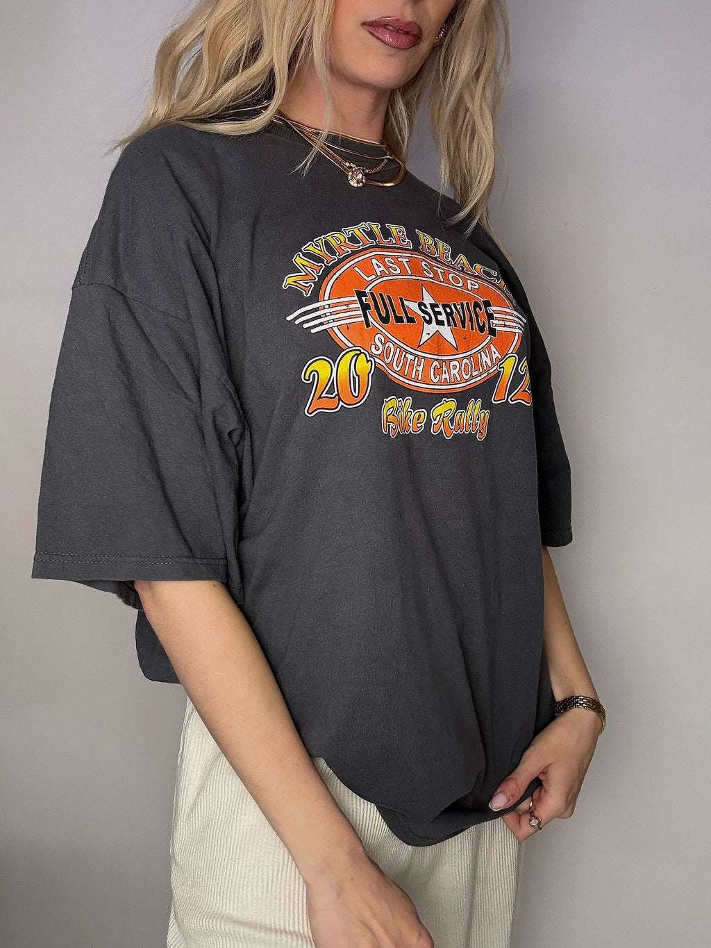 Tee shirt gris foncé MYRTLE BEACH XXL vintage
