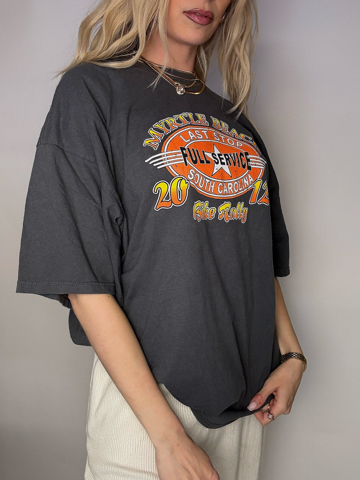Tee shirt gris foncé MYRTLE BEACH XXL vintage