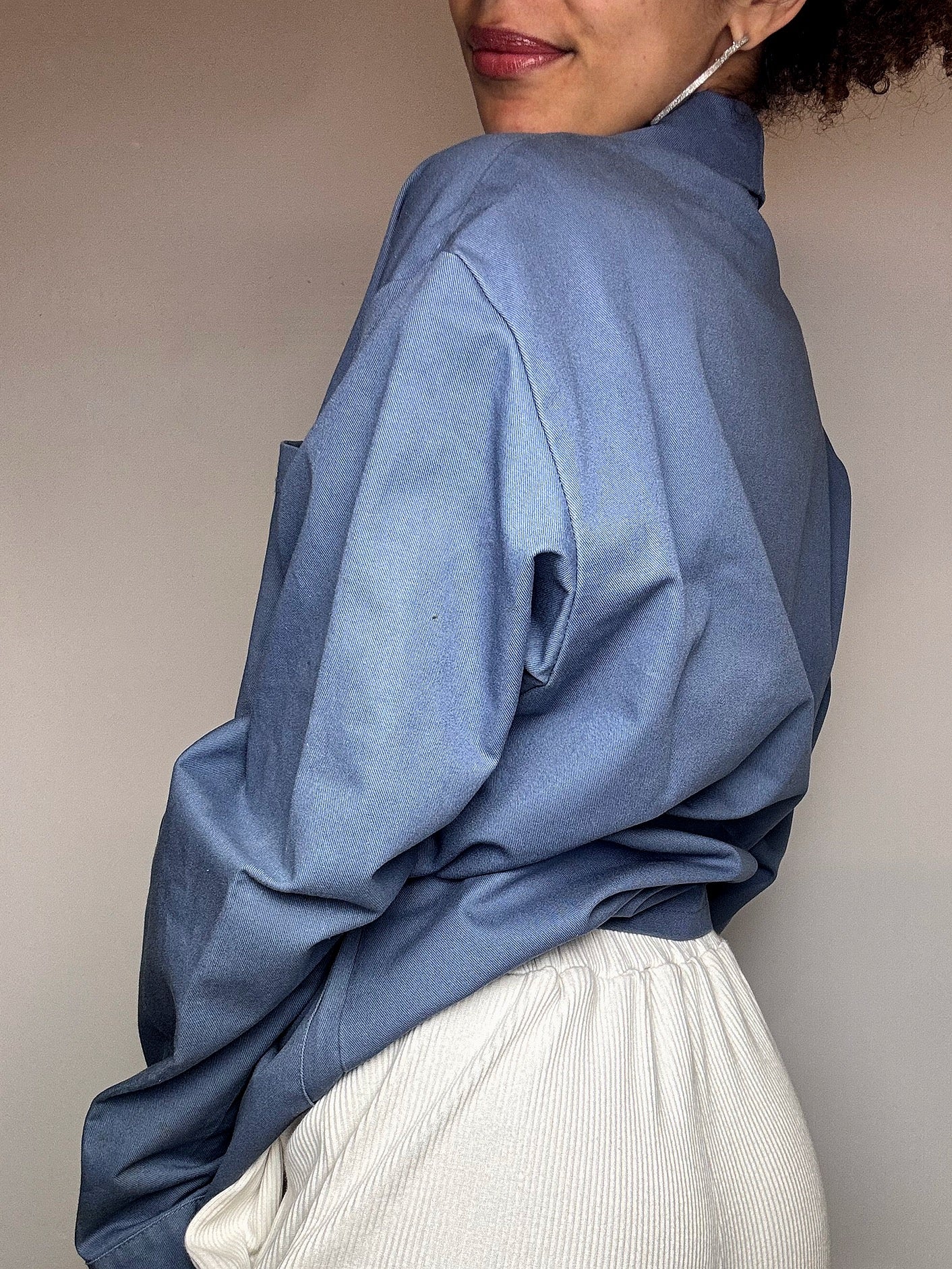 Veste en coton droite gris bleu S vintage