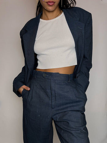 Costume bleu gris fluide M vintage