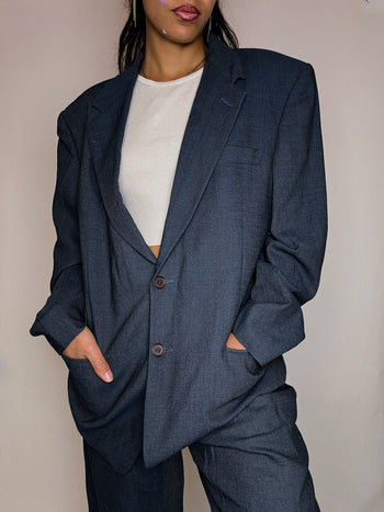 Costume bleu gris fluide M vintage