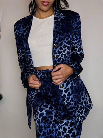 Tailleur léopard bleu M vintage