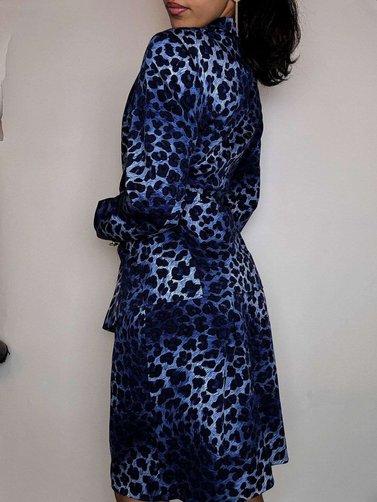 Tailleur léopard bleu M vintage