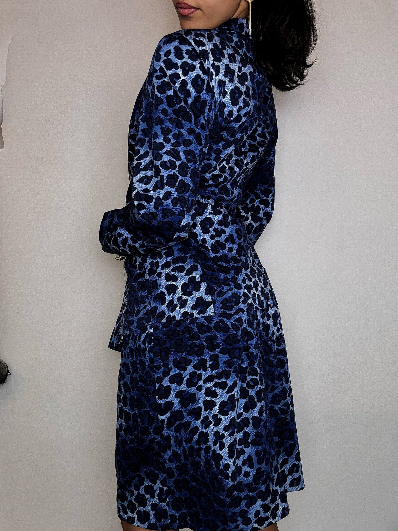 Tailleur léopard bleu M vintage