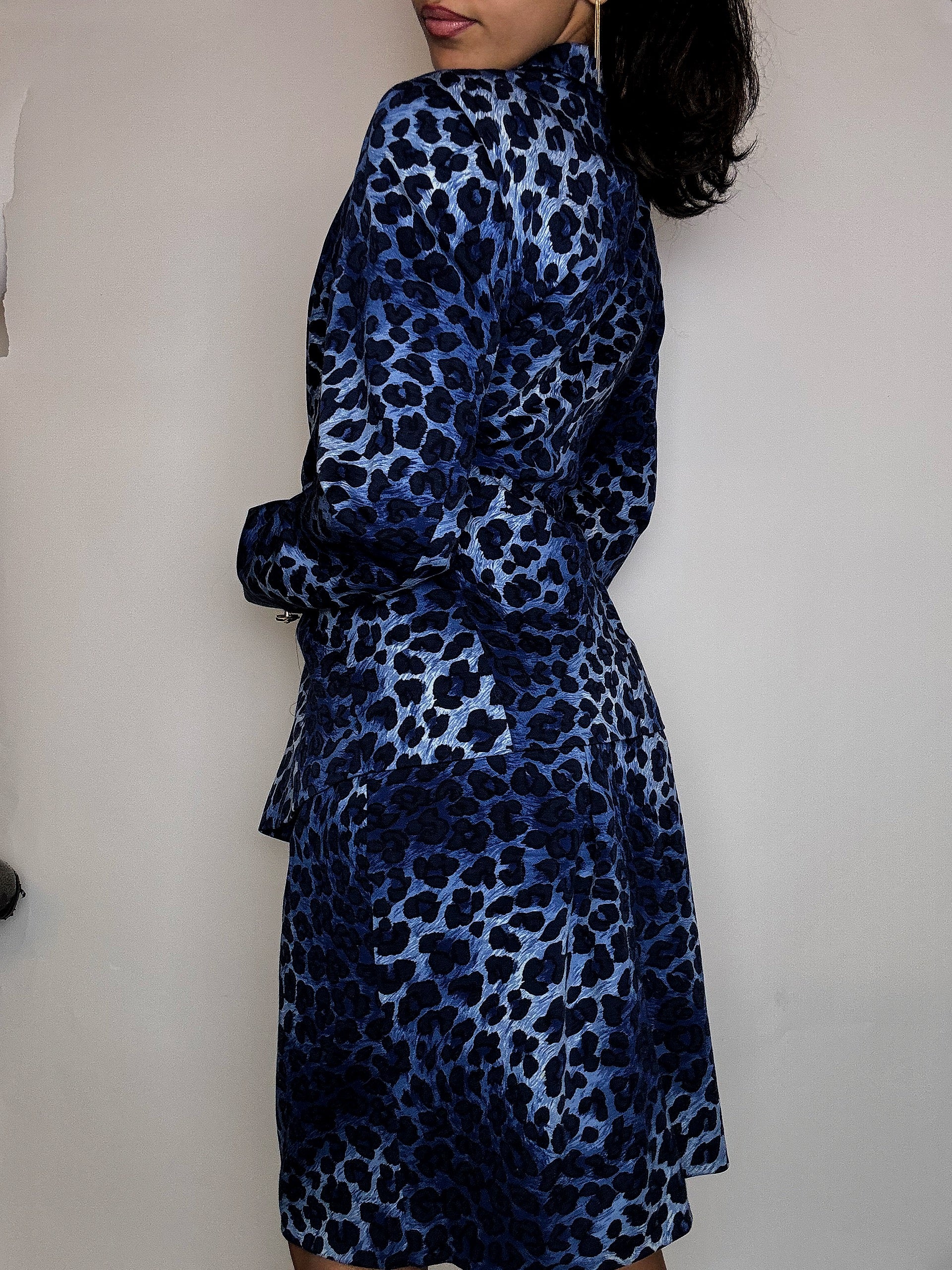 Tailleur léopard bleu M vintage