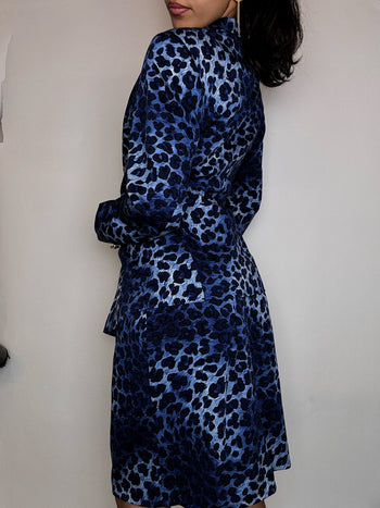 Tailleur léopard bleu M vintage