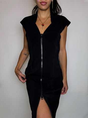 Robe zippée moulante noire S/M vintage