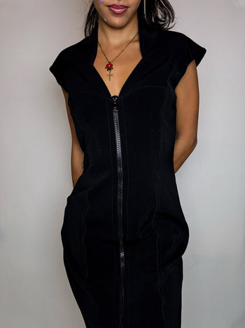 Robe zippée moulante noire S/M vintage