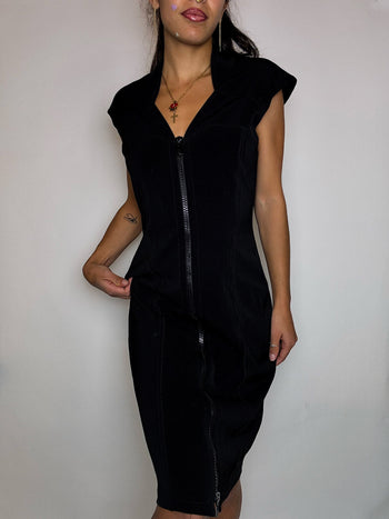 Robe zippée moulante noire S/M vintage