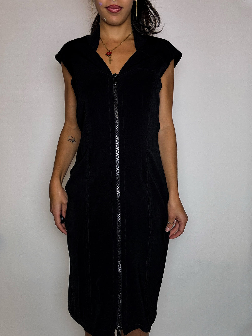 Robe zippée moulante noire S/M vintage