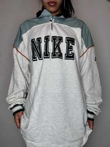 Pull col chemise gris NIKE XL vintage