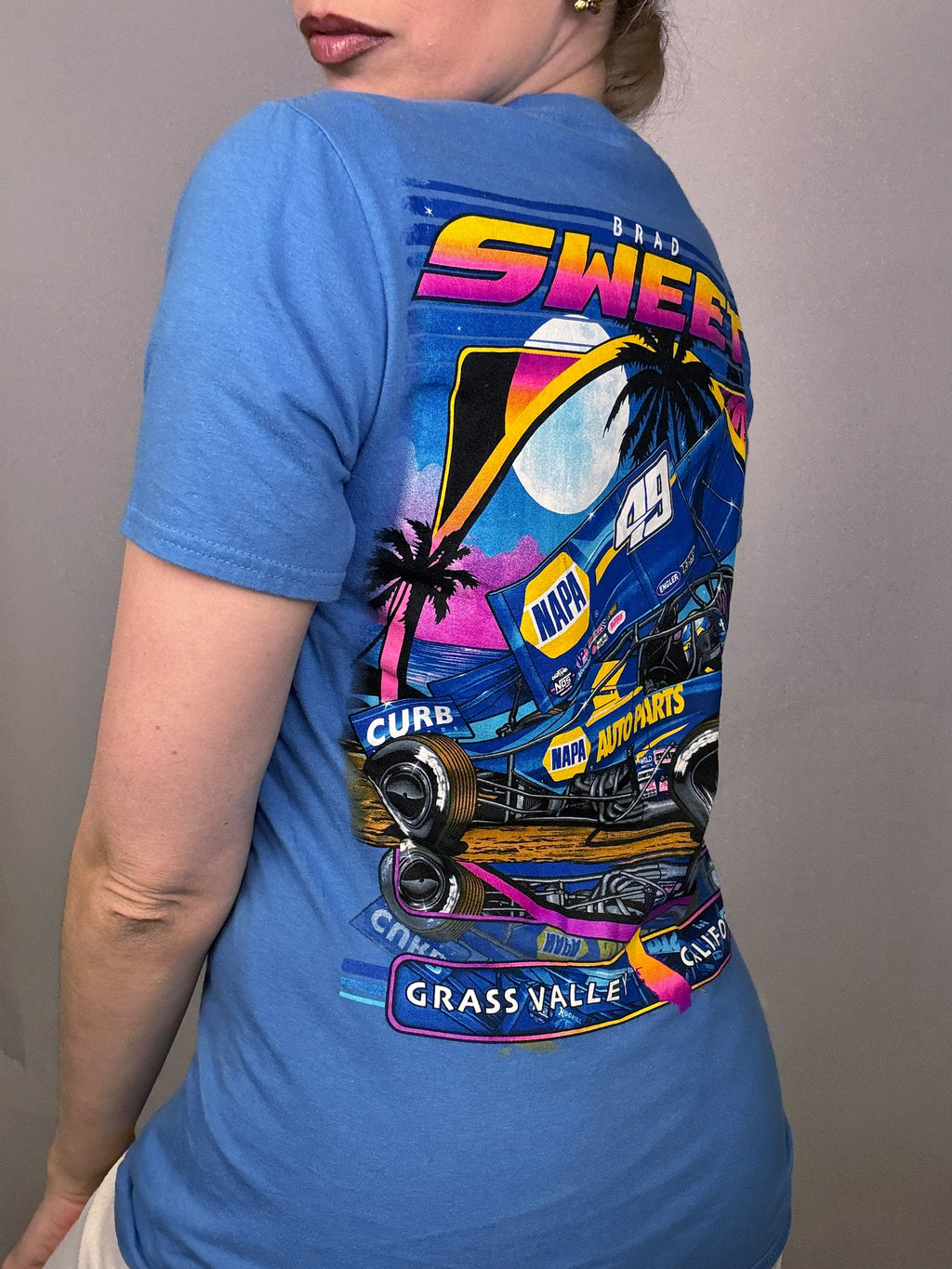 Tee shirt racing bleu S vintage