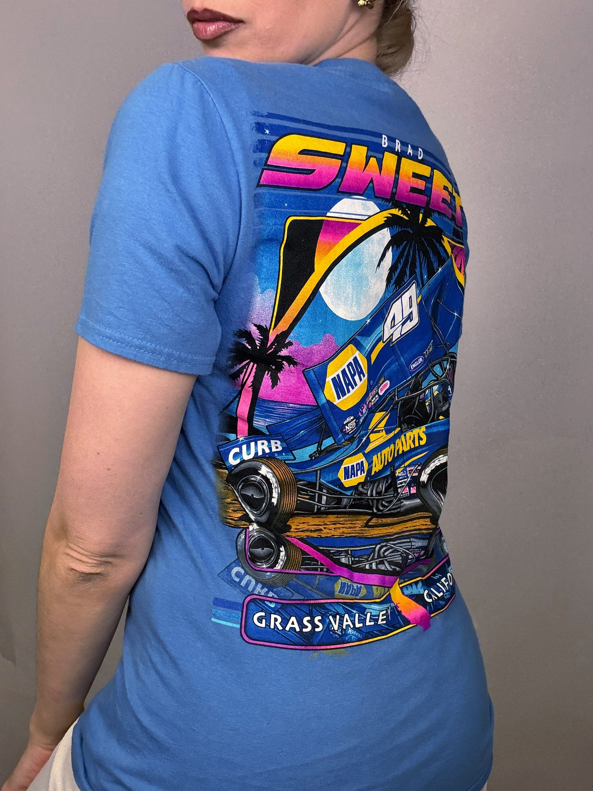 Tee shirt racing bleu S vintage