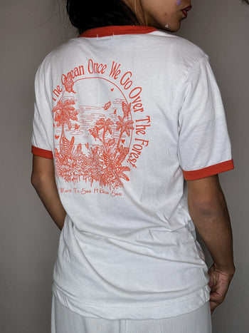 Tee shirt blanc et orange M vintage