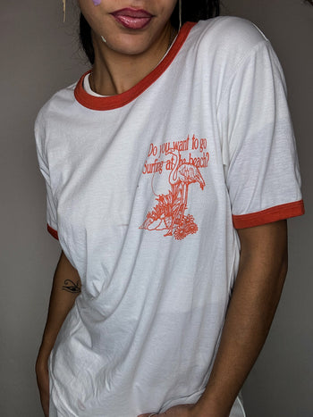 Tee shirt blanc et orange M vintage