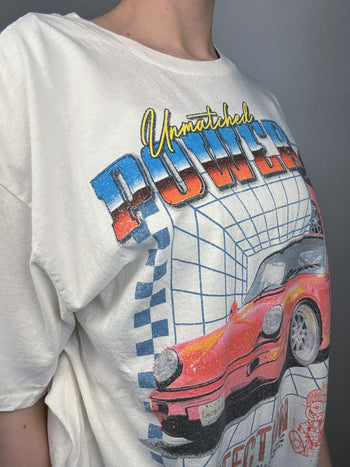 White racing t-shirt L vintage 