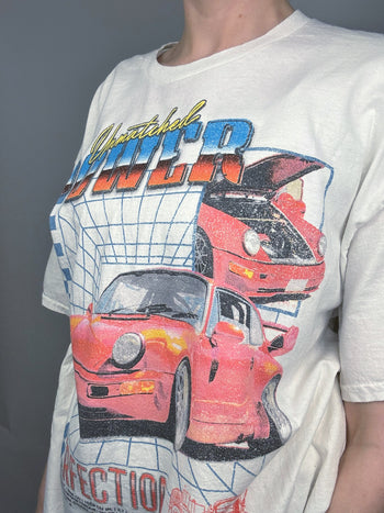 White racing t-shirt L vintage 