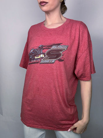 Vintage L/XL gealtertes rotes Renn-T-Shirt