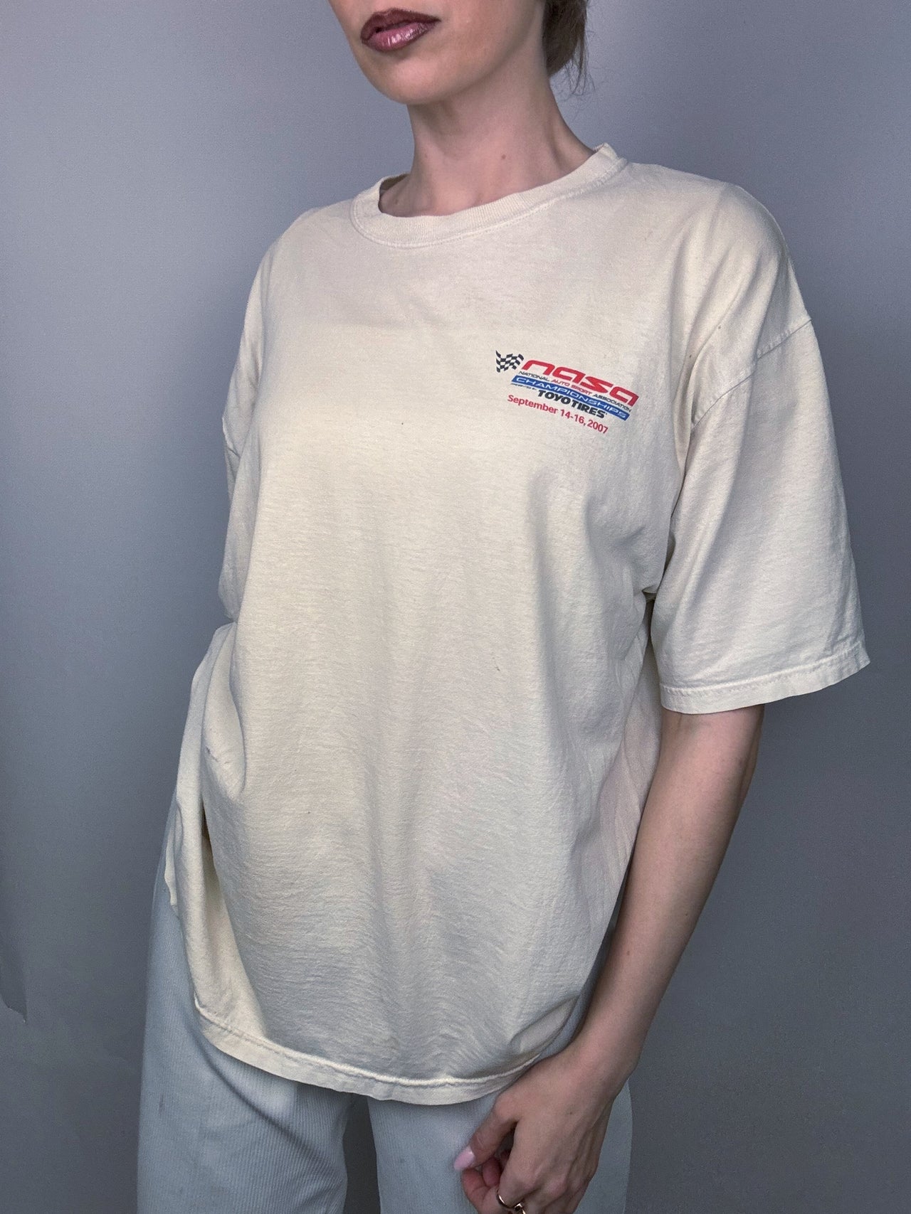 Tee shirt racing crème XL vintage