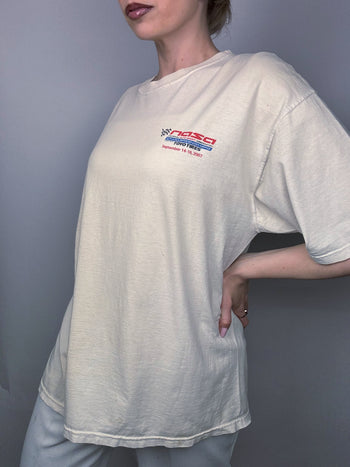 Vintage XL cream racing t-shirt