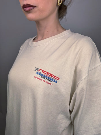 Vintage XL cream racing t-shirt