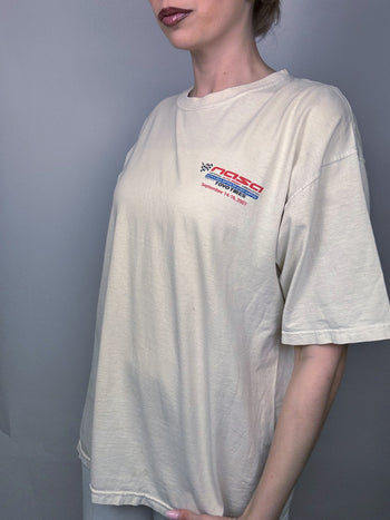 Vintage XL cream racing t-shirt