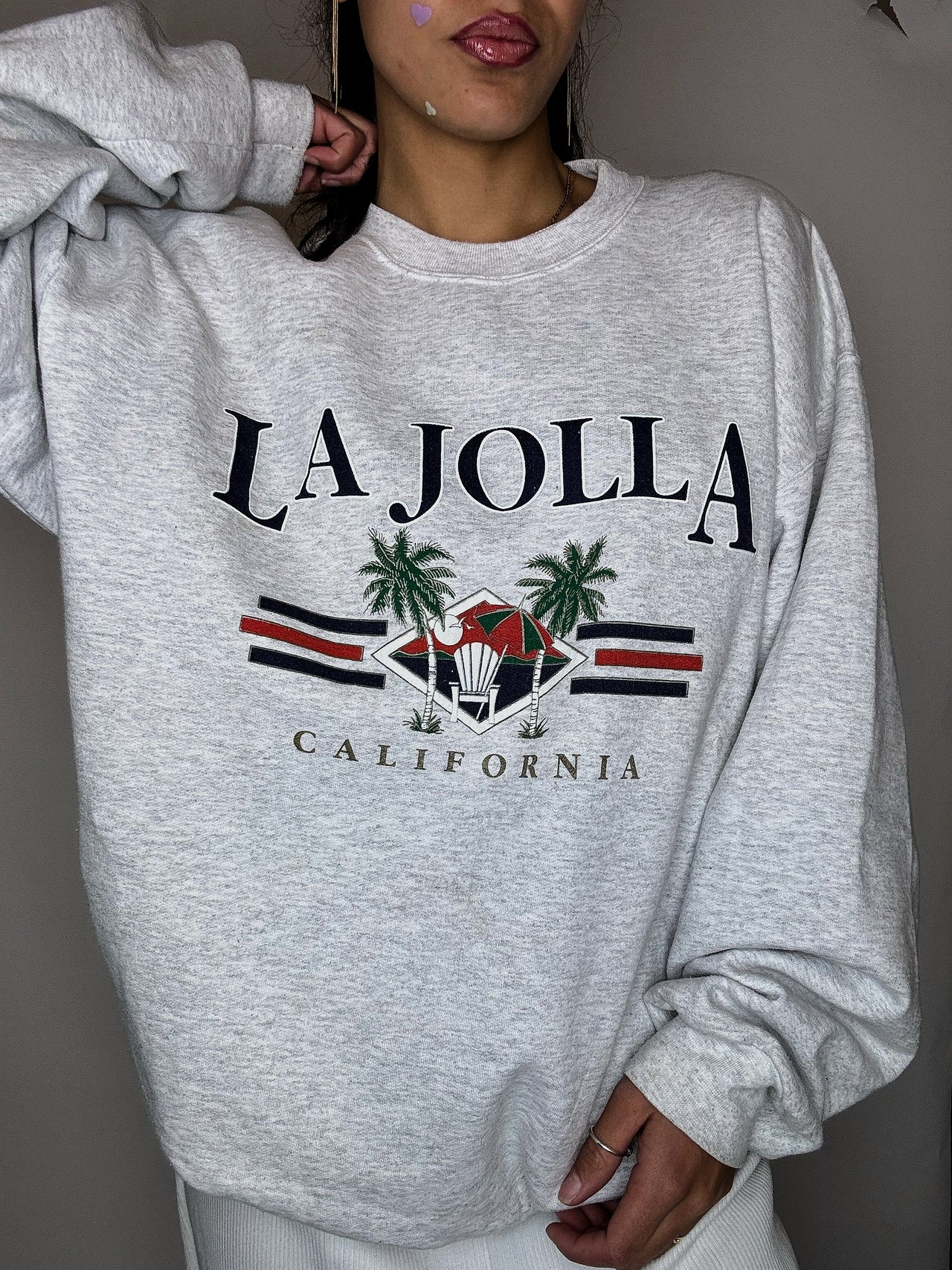 Sweat col rond gris HANES L vintage