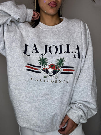 Sweat col rond gris HANES L vintage