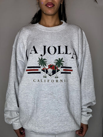 Sweat col rond gris HANES L vintage