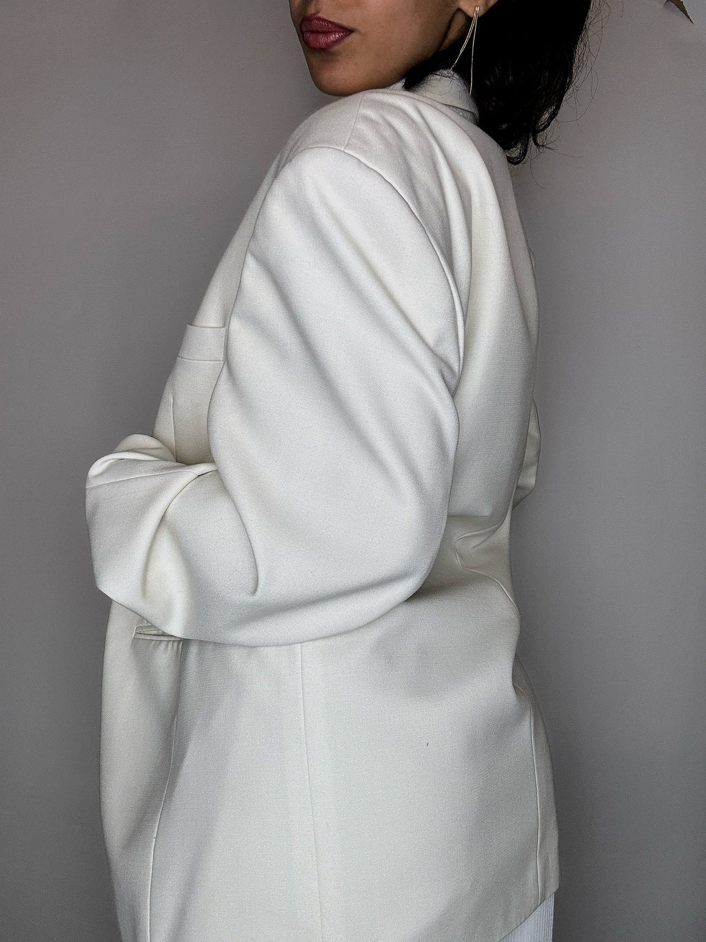 Vintage XL cremefarbener Smokingblazer