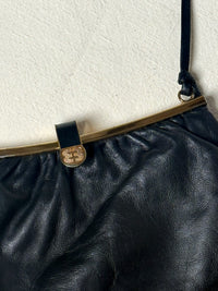 Schwarze Vintage-Lederumhängetasche