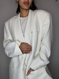 Vintage XL cremefarbener Smokingblazer