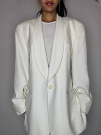 Vintage XL cremefarbener Smokingblazer