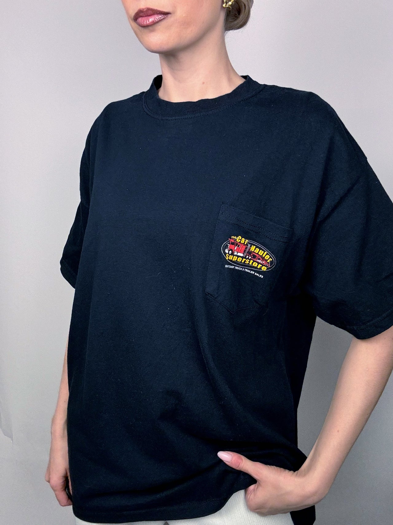 Vintage XL schwarzes Renn-T-Shirt