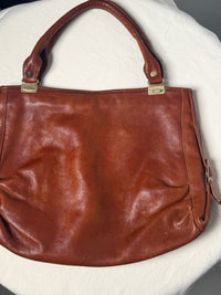 Large vintage camel leather handbag