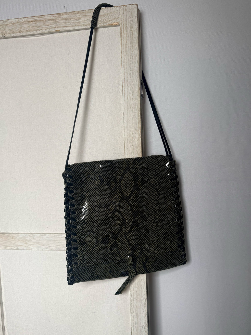 Sac bandoulière effet serpent vert vintage