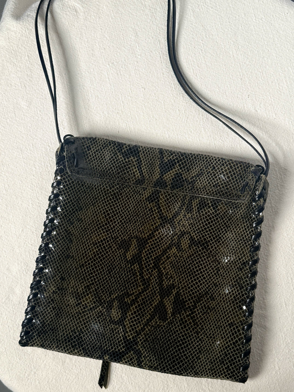 Sac bandoulière effet serpent vert vintage