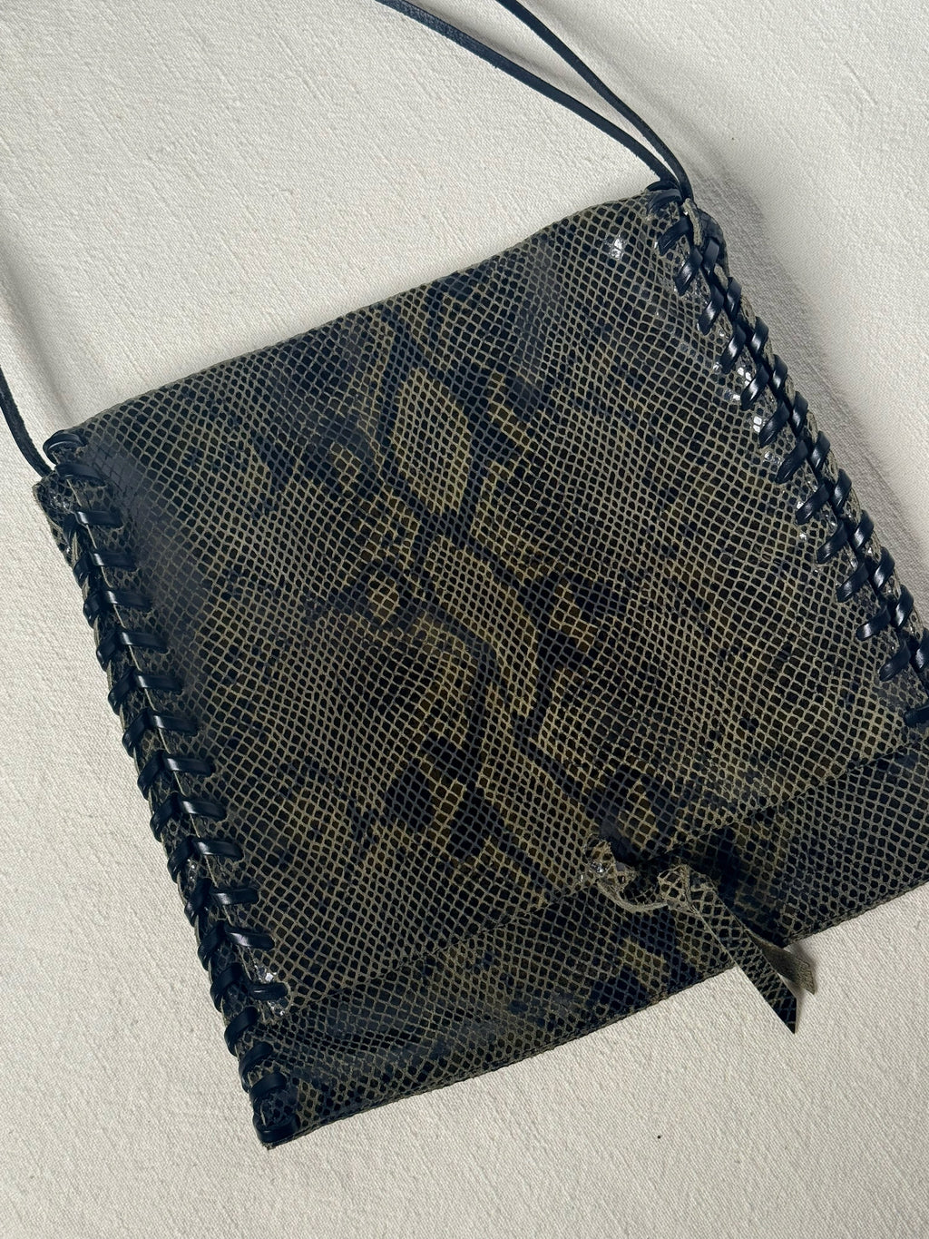 Sac bandoulière effet serpent vert vintage
