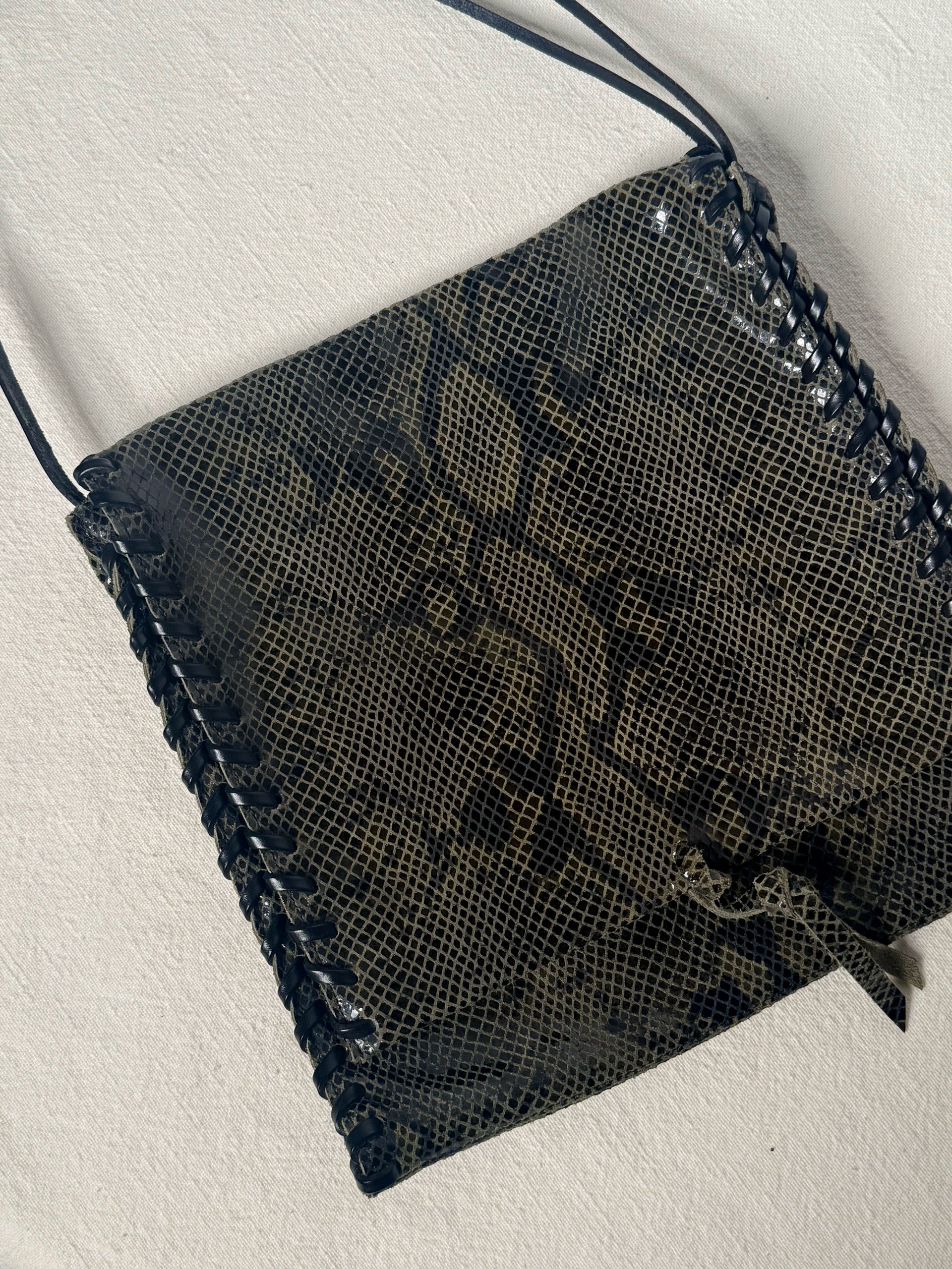 Sac bandoulière effet serpent vert vintage