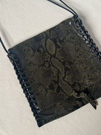 Sac bandoulière effet serpent vert vintage