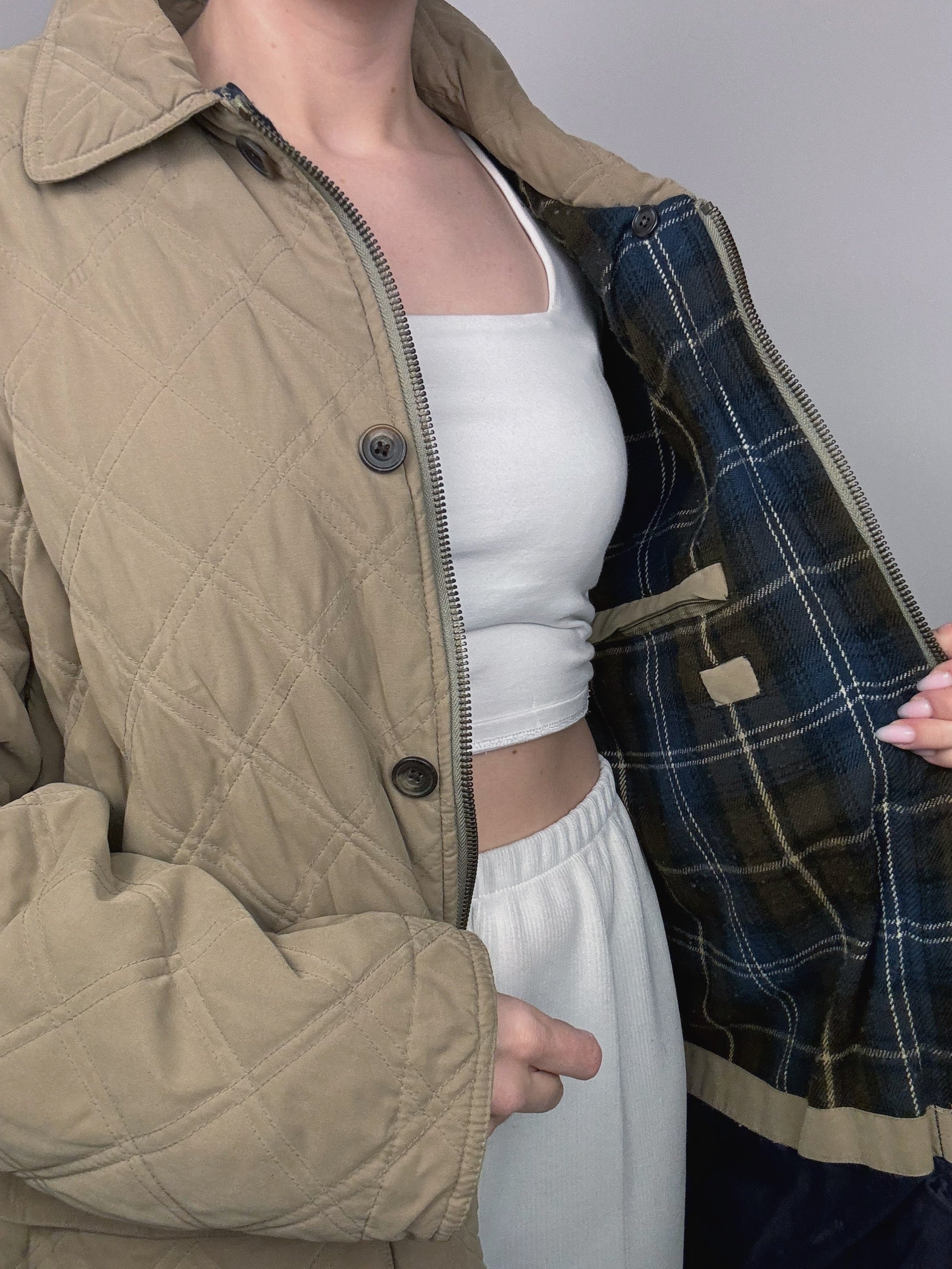 Vintage XL beige Steppjacke