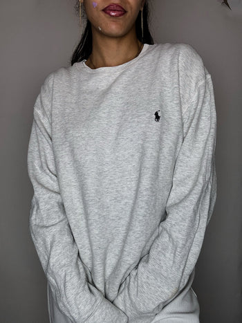 Sweat nid d'abeilles gris RALPH LAUREN L vintage