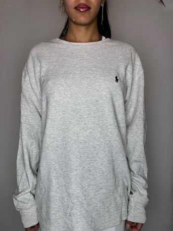 Sweat nid d'abeilles gris RALPH LAUREN L vintage