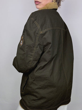 Veste style aviator kaki imperméable L/XL vintage