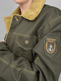 Vintage L/XL waterproof khaki aviator style jacket