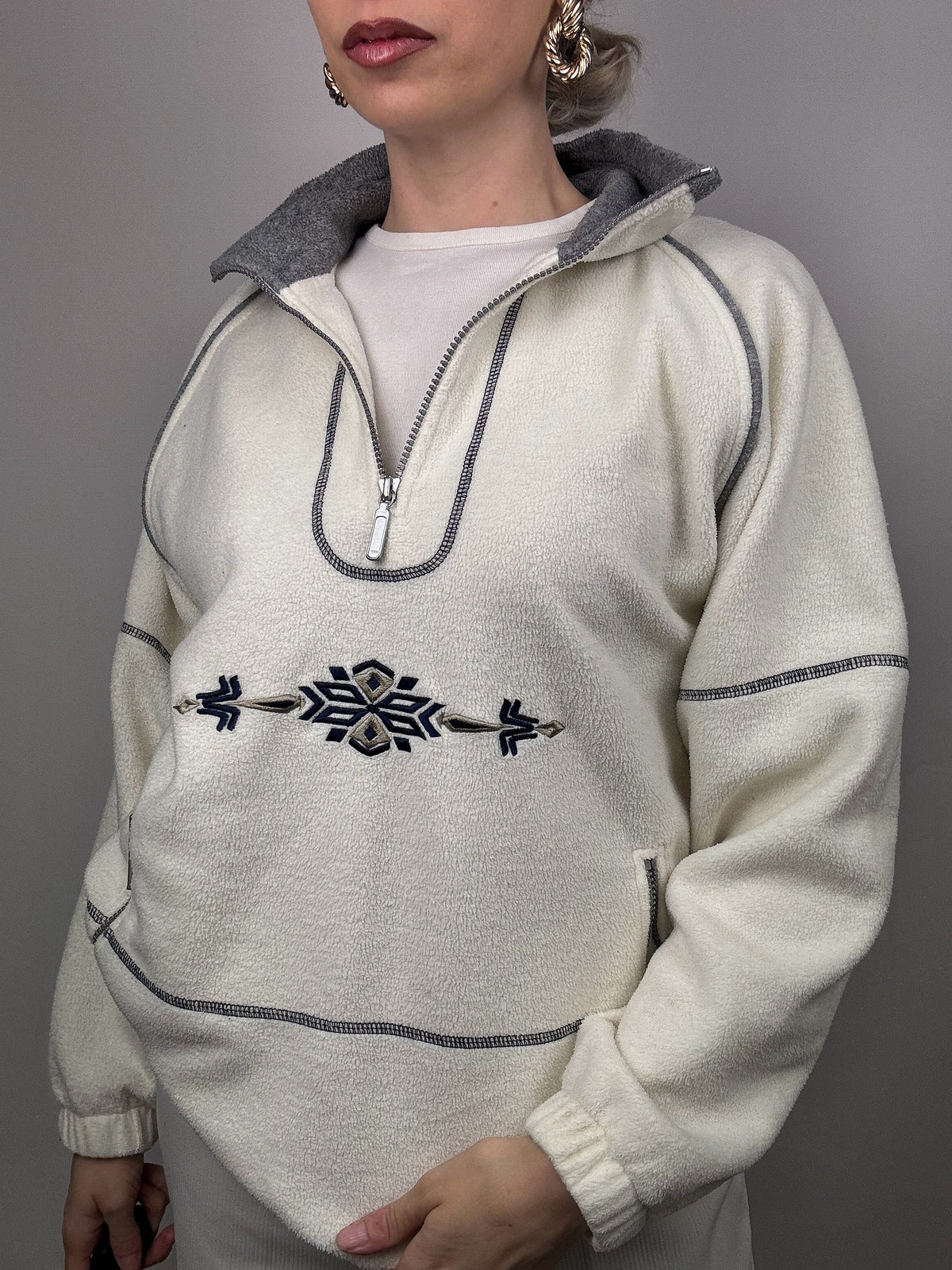 Vintage Cream Thick Pocket Fleece