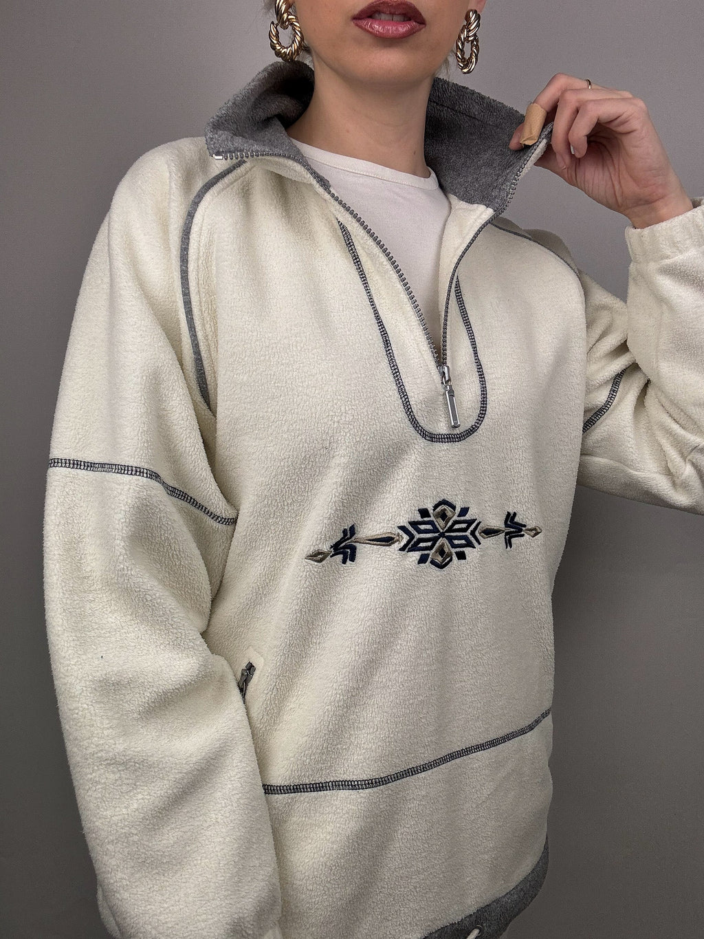 Vintage Cream Thick Pocket Fleece