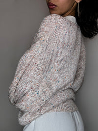 Pull manches chauve souris en maille rose poudré L vintage