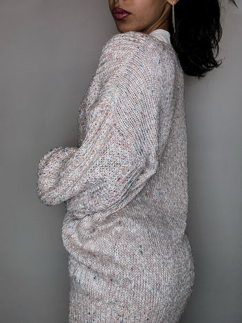 Pull manches chauve souris en maille rose poudré L vintage